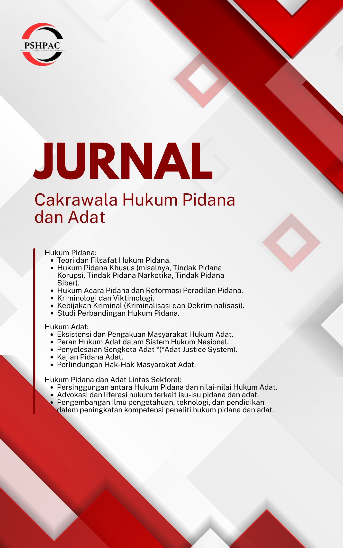 Jurnal Cakrawala Hukum Pidana dan Adat